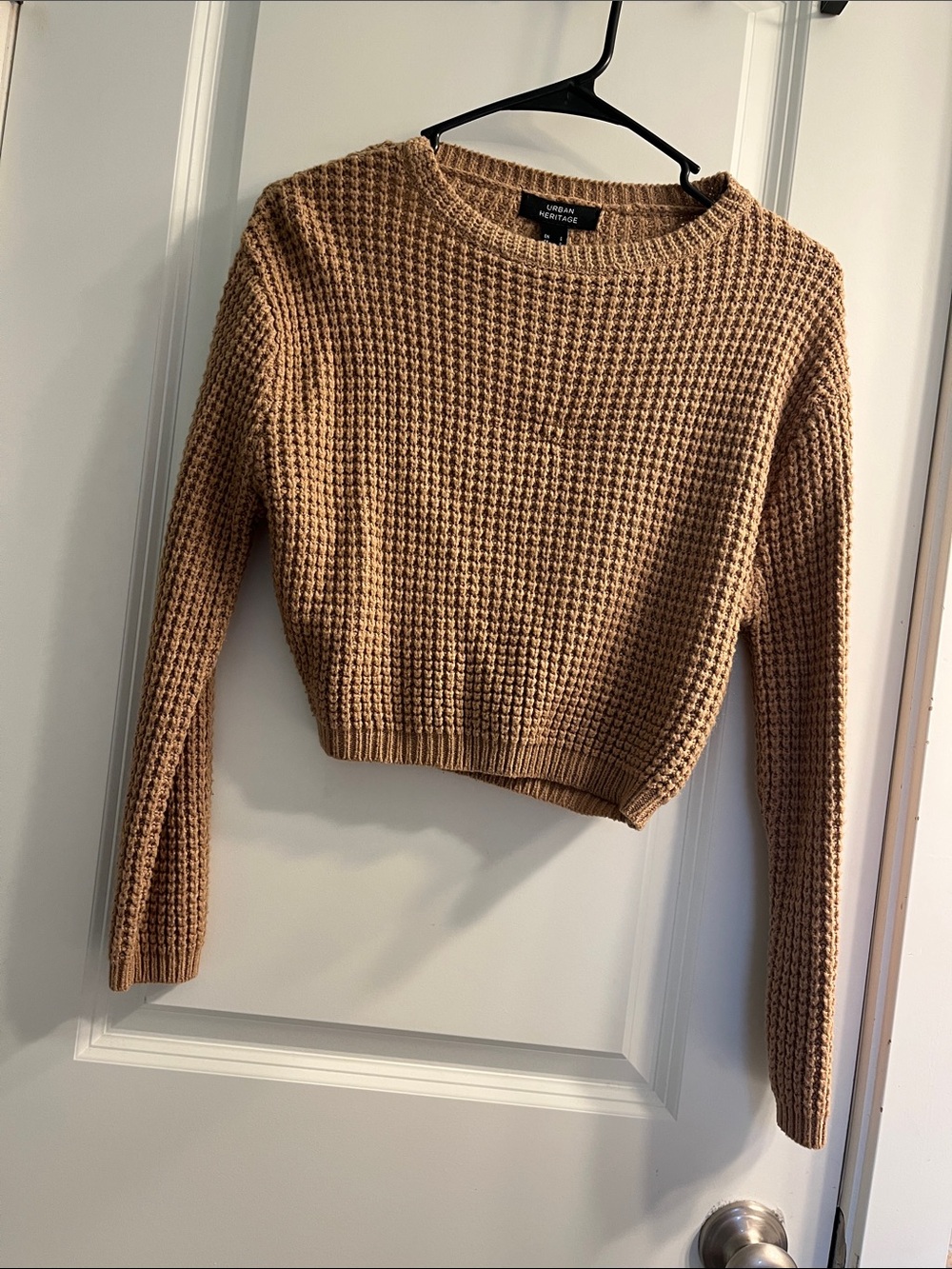 Urban Heritage Tan Waffle Knit Cropped Sweater